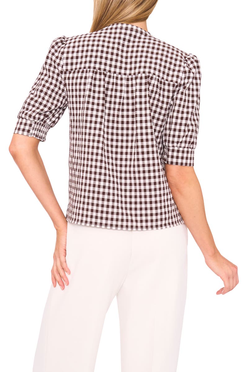 Halogen<sup>®</sup> Gingham Puff Sleeve Woven Shirt, Alternate, color, Chicory Coffee