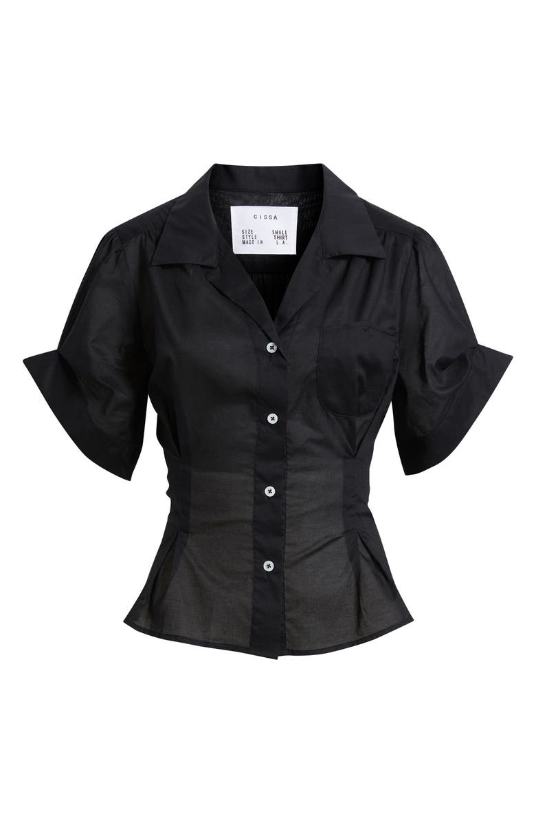 CISSA Sheer Cotton Button-Up Shirt, Main, color, Black Sheer