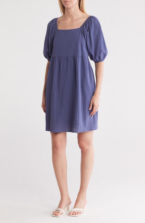 Puff Sleeve Textured Dress