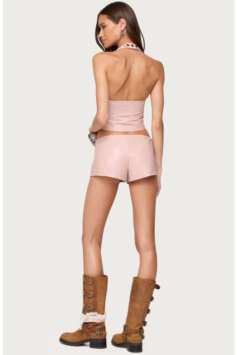 Elisha Faux Leather Micro Shorts, Alternate, color, PINK