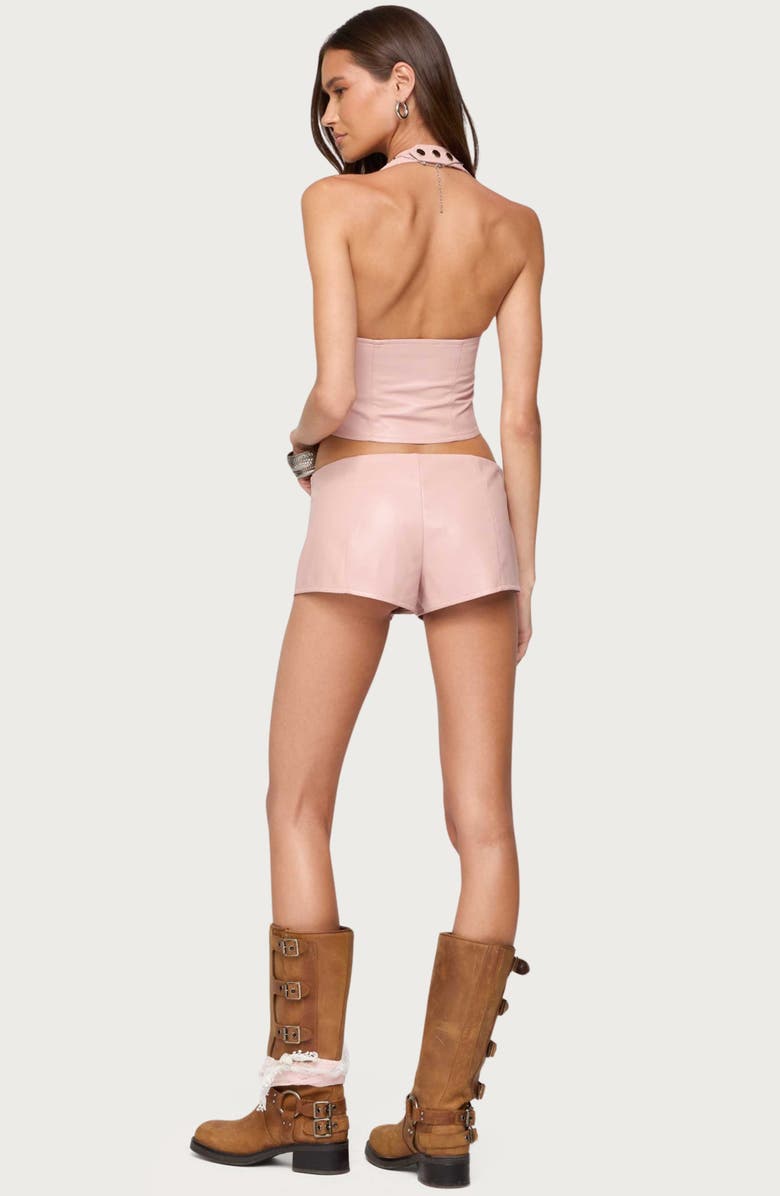 EDIKTED Elisha Faux Leather Micro Shorts, Alternate, color, Pink