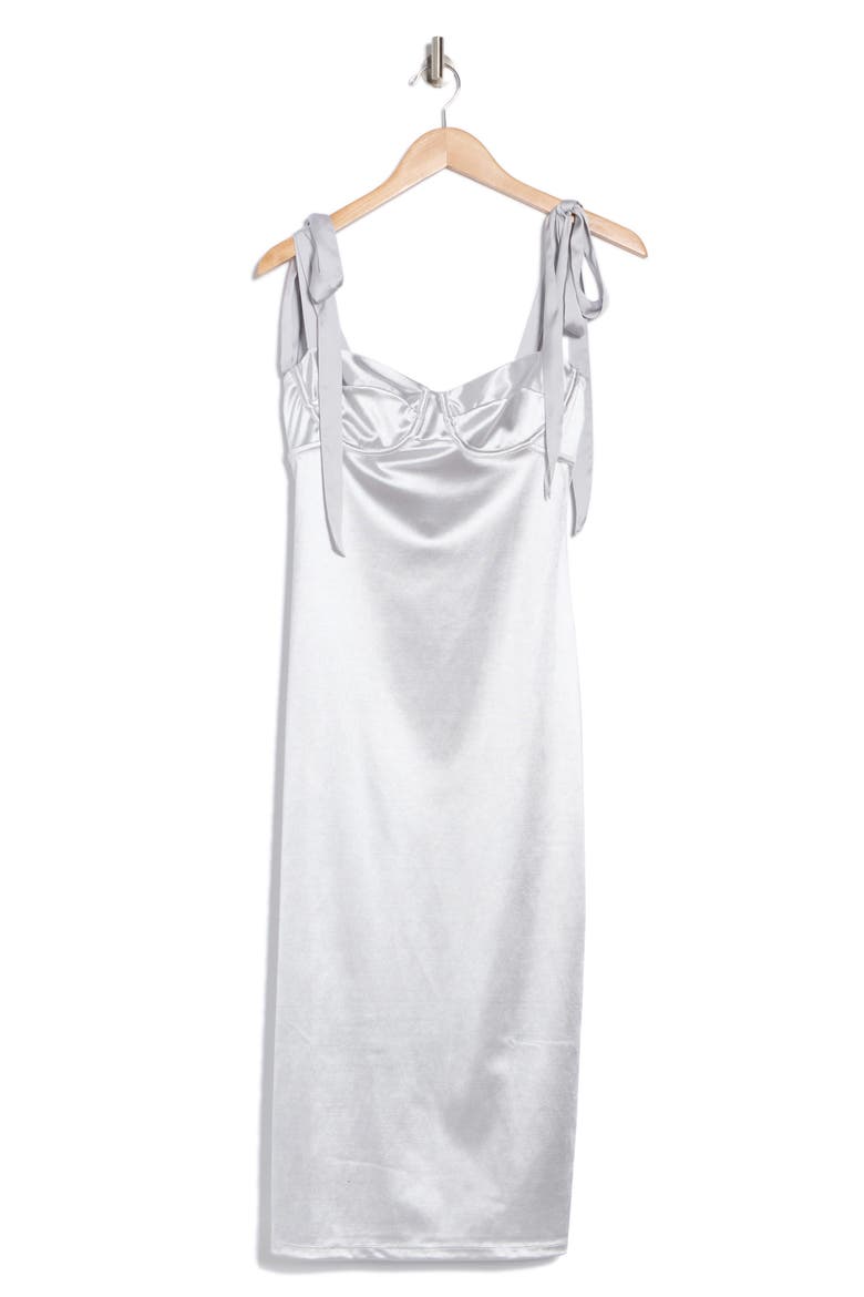 Casino Got Glam Tie Strap Satin Midi Dress, Alternate, color, SILVER