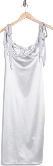 Casino Got Glam Tie Strap Satin Midi Dress