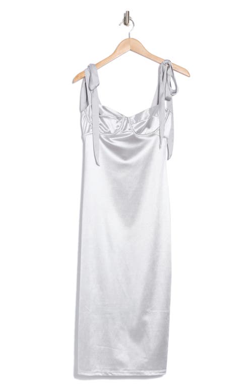 Free People Casino Got Glam Tie Strap Satin Midi Dress In Silver