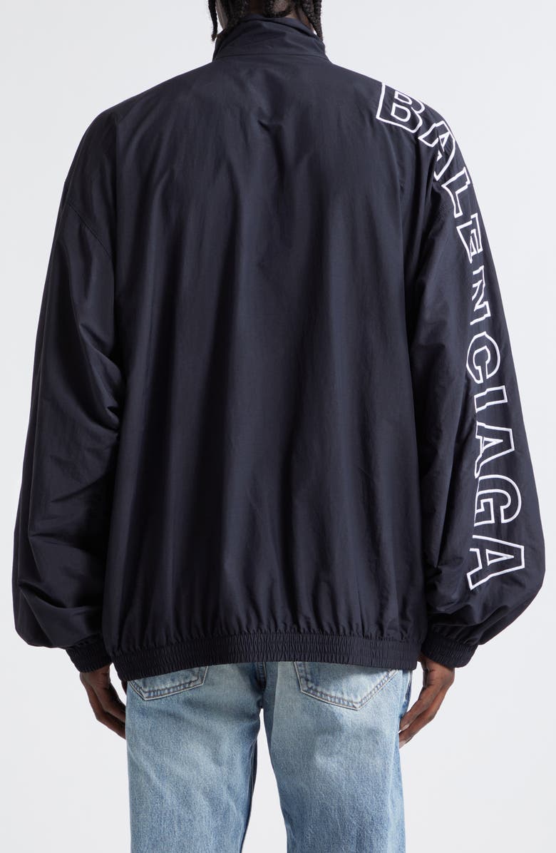 Balenciaga Oversize Logo Embroidered Track Jacket, Alternate, color,