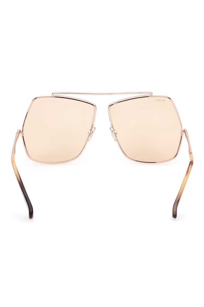 64mm Geometric Sunglasses, Alternate, color, SHINY ROSE GOLD / BROWN