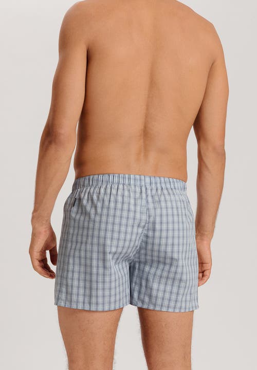 Hanro Fancy Woven Cotton Boxer In Sea Breeze Check