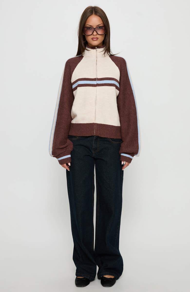 Princess Polly Lexanne Stripe Mock Neck Zip Sweater, Alternate, color, 