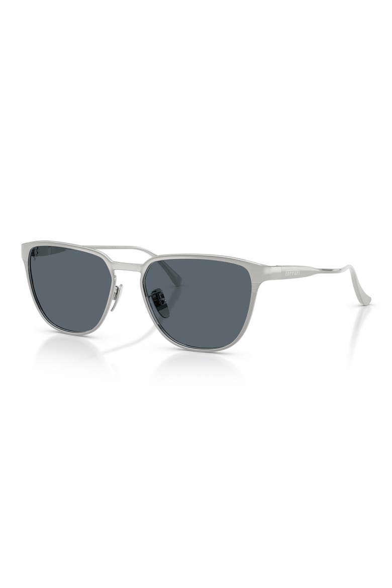 56mm Square Sunglasses, Alternate, color, SILVER MATTE / BLUE CRYSTAL