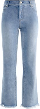 Alice + Olivia Fierce Raw Hem Slim Straight Leg Jeans