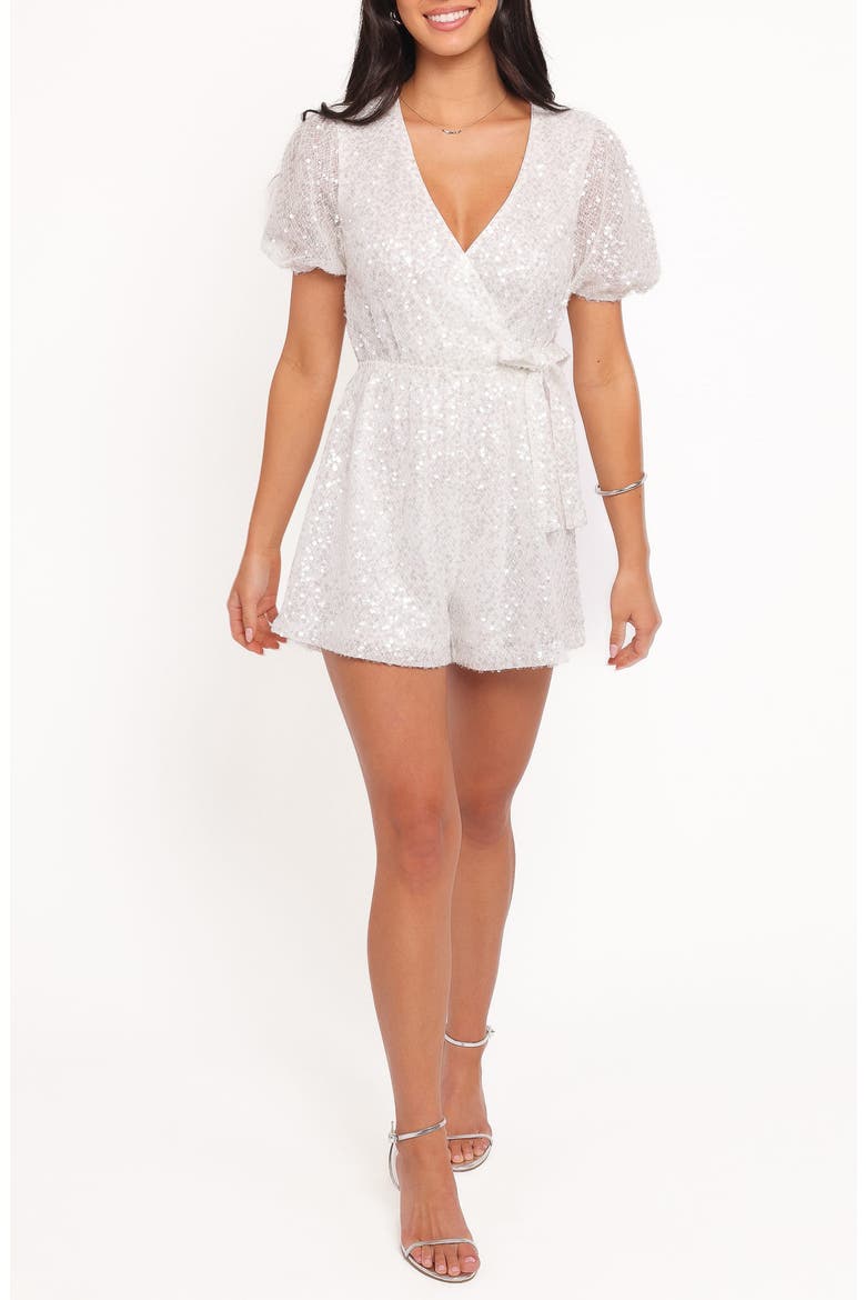 Varity Puff Sleeve Romper, Main, color, WHITE
