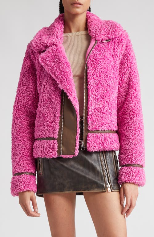 Stand Studio Audrey Faux Shearling Jacket In Pink