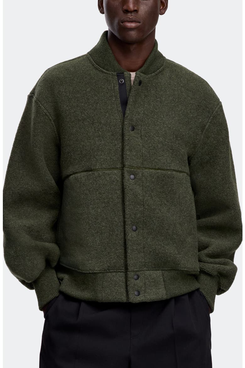 Hudson Black Label Fleece Bomber Jacket, Main, color, DARK SAGE
