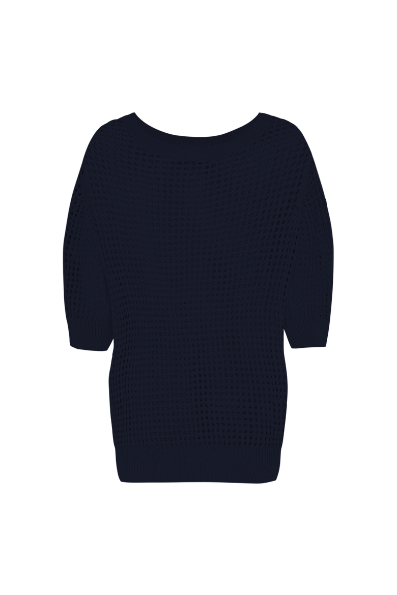 Women Crochet Sweater Solid, Alternate, color, Navy