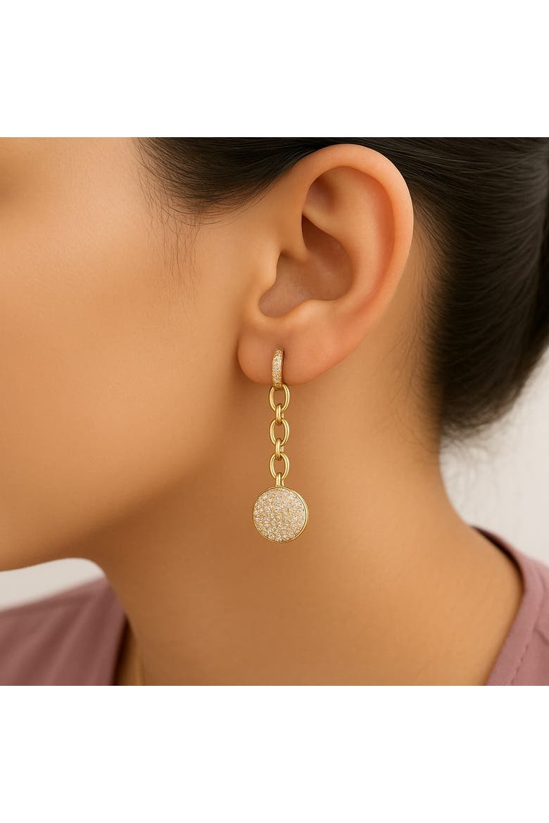 14K Yellow Gold 1.0 Ct Diamond Chain Cluster Dangle Chain Earrings, Alternate, color, Yellow