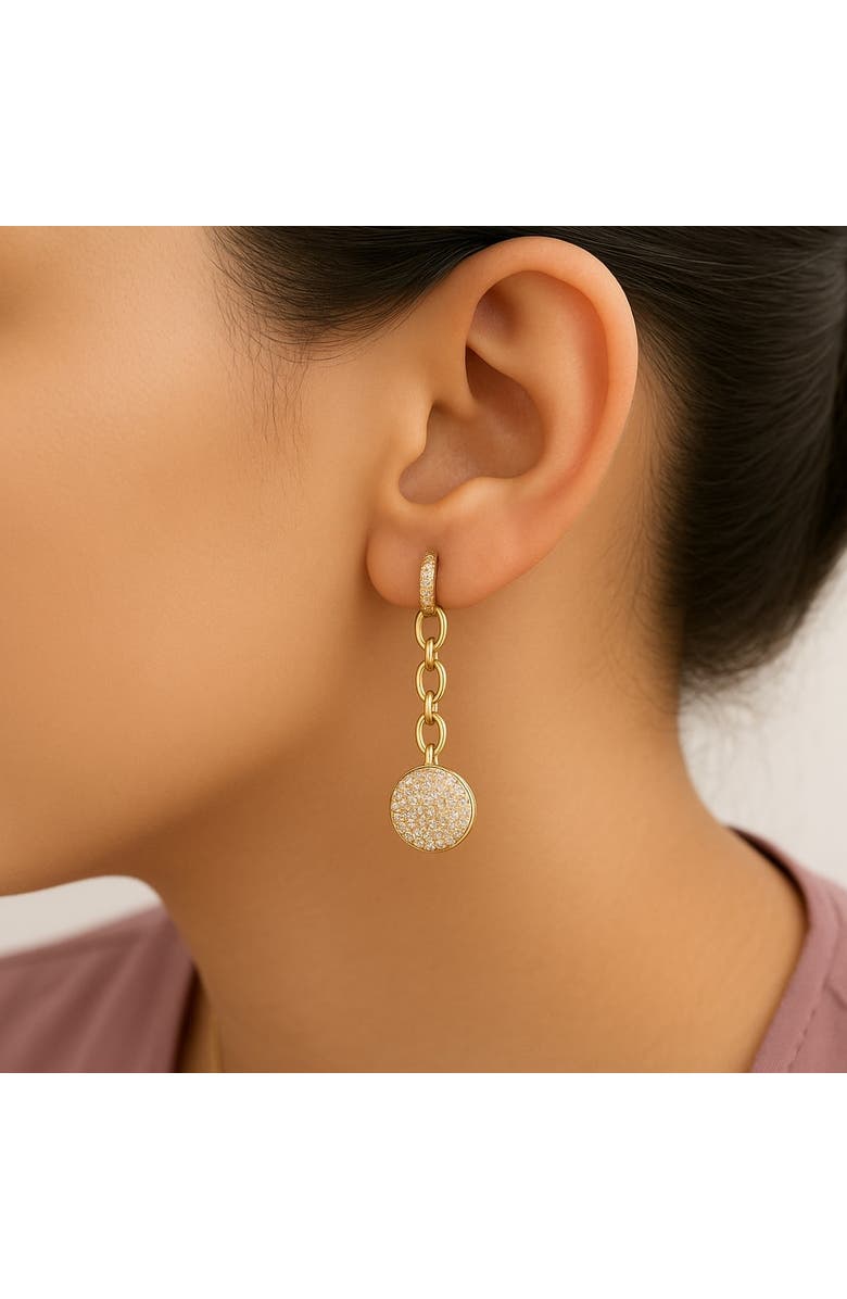 Haus of Brilliance 14K Yellow Gold 1.0 Ct Diamond Chain Cluster Dangle Chain Earrings, Alternate, color, Yellow