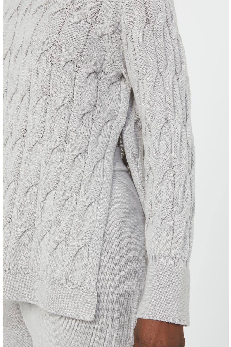 Quid Cable Stitch Sweater, Alternate, color, LIGHT GREY