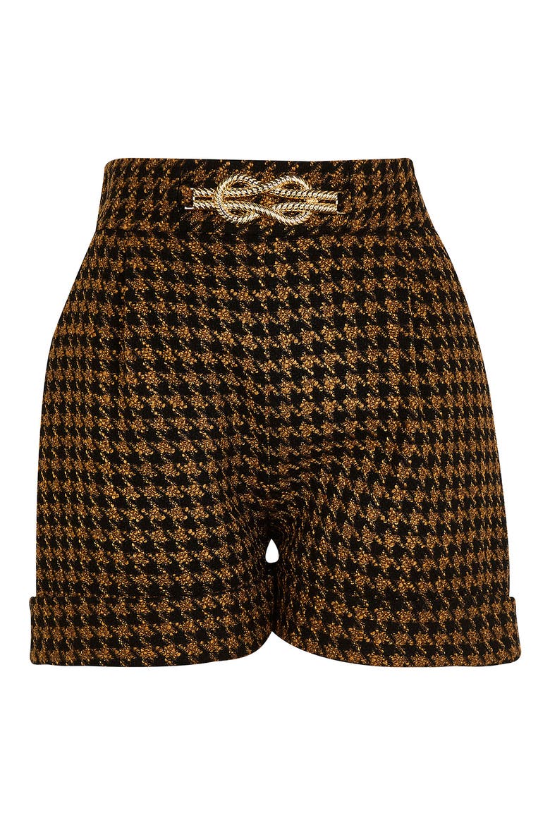 Herringbone Bouclé Shorts, Alternate, color, DARK BROWN