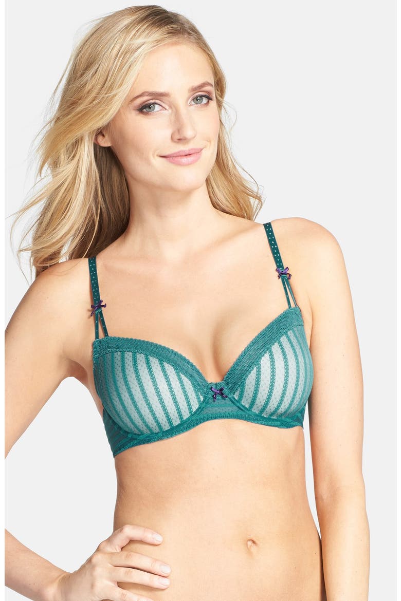 'Stocking Stripe' Underwire T-Shirt Bra, Main, color, SHAMROCK SHAKE