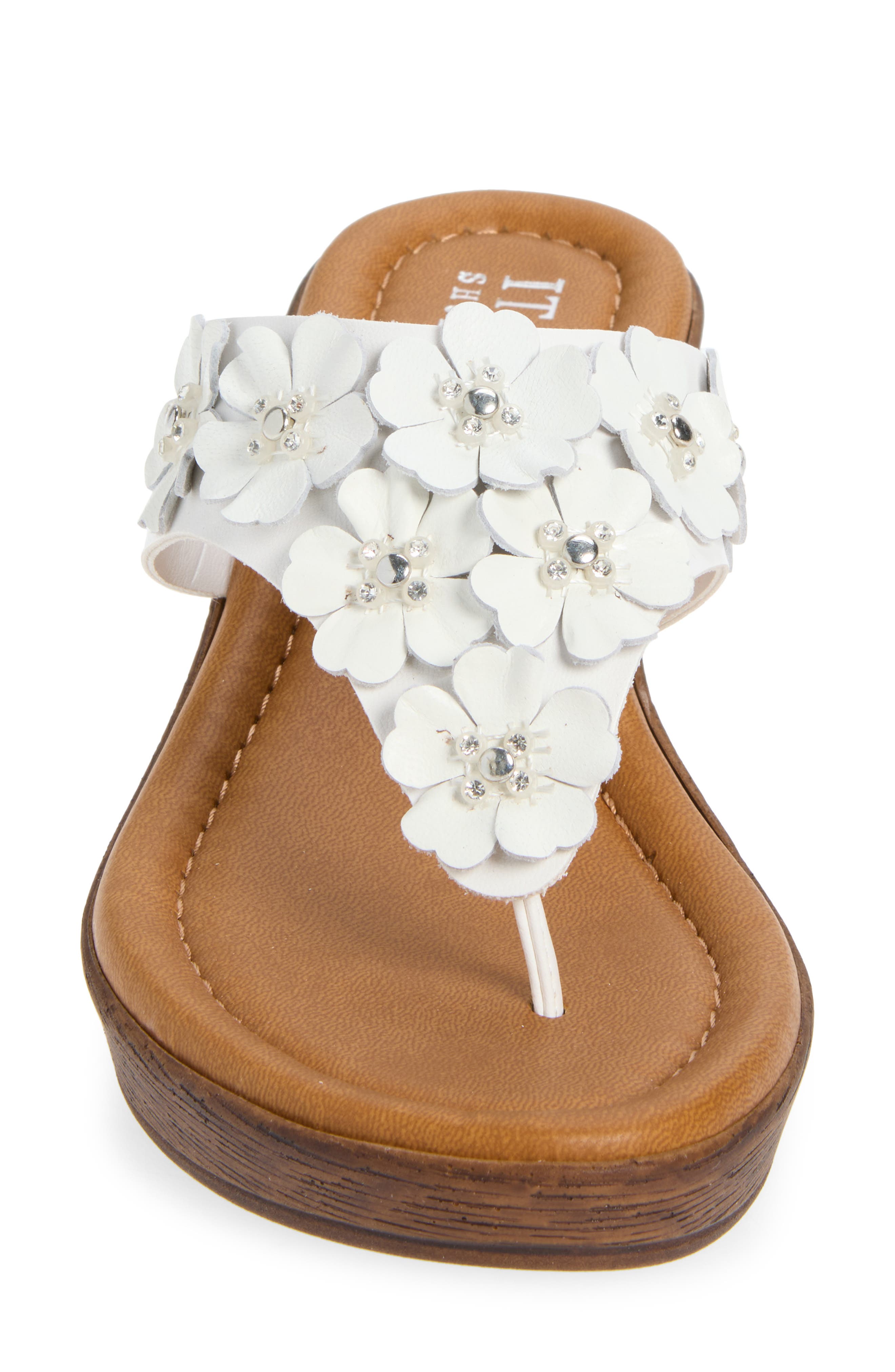 ITALIAN SHOEMAKERS Brynne Floral Wedge Sandal, Alternate, color, White