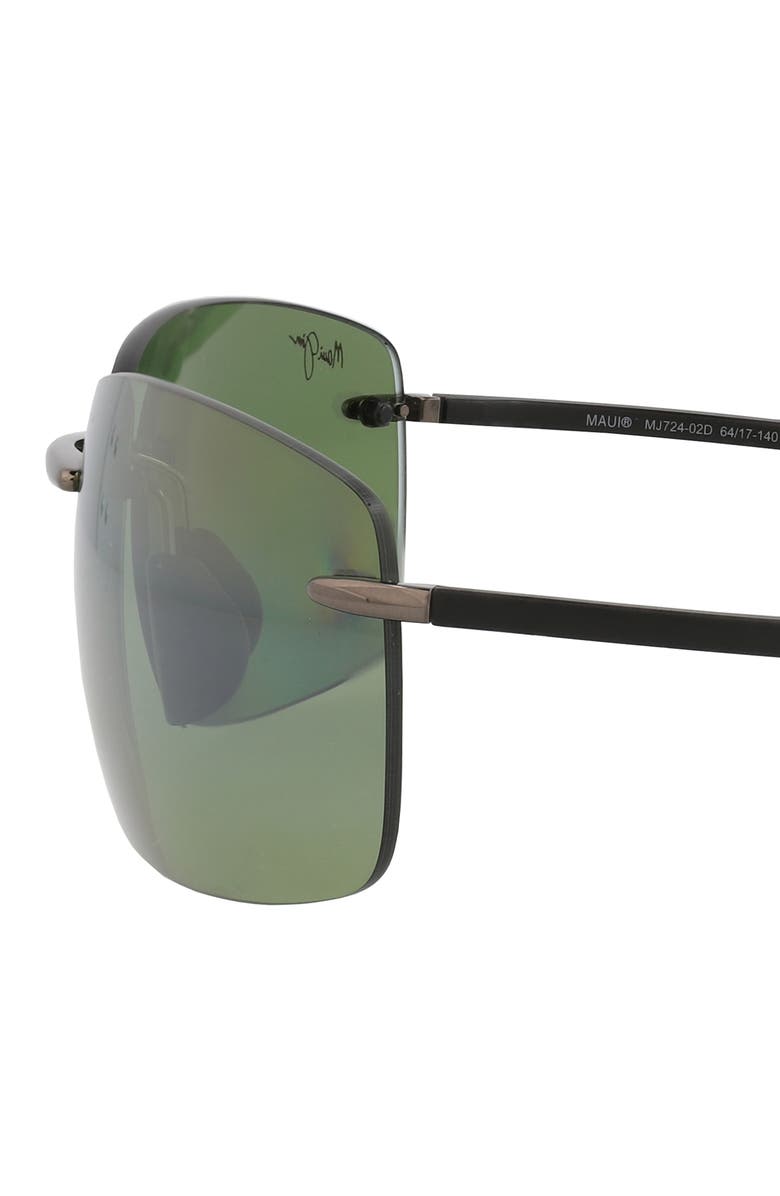 Maui Jim Core 64mm Polarized Rectangular Sunglasses, Alternate, color, Gunmetal/ Green