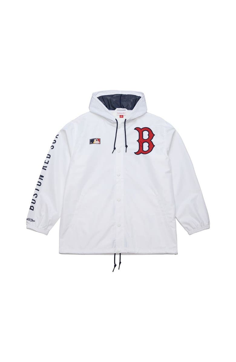 Mitchell & Ness Men's Mitchell & Ness White Boston Red Sox Vintage Full-Snap Hooded Coaches Jacket, Alternate, color, 