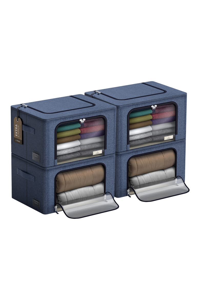 4-Pack Jumbo Foldable Storage Boxes, Alternate, color, BLUE