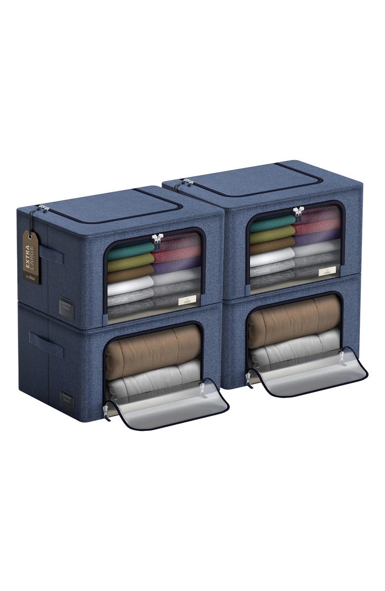 SORBUS 4-Pack Jumbo Foldable Storage Boxes, Alternate, color, Blue