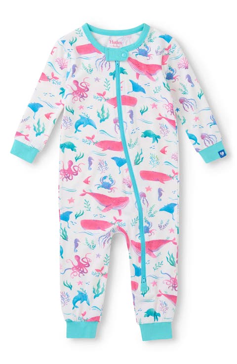 Painted Sealife Organic Cotton Zip Romper (Baby)