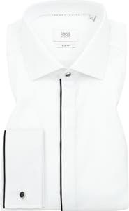 1863 by Eterna Slim Fit White Non-Iron Cotton Twill Tuxedo Shirt