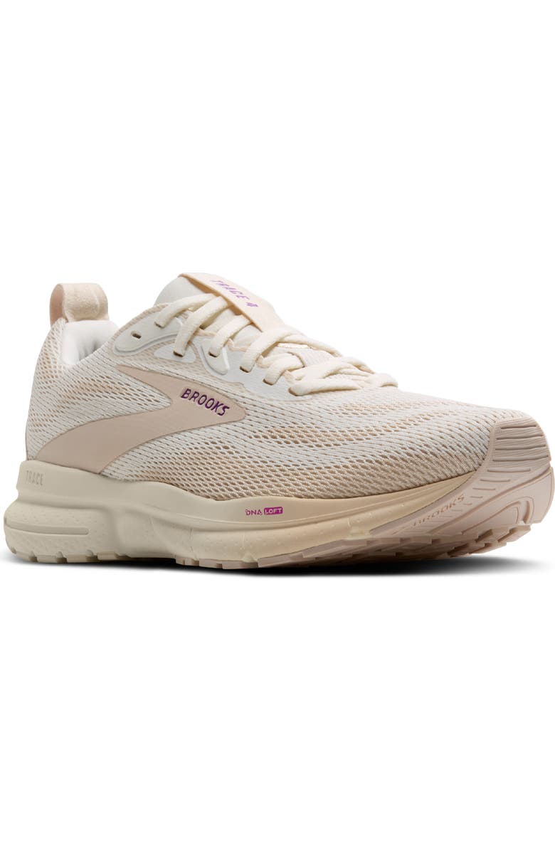 Brooks Trace 4 Running Shoe, Main, color, Coconut Milk/ Almond/ Purple