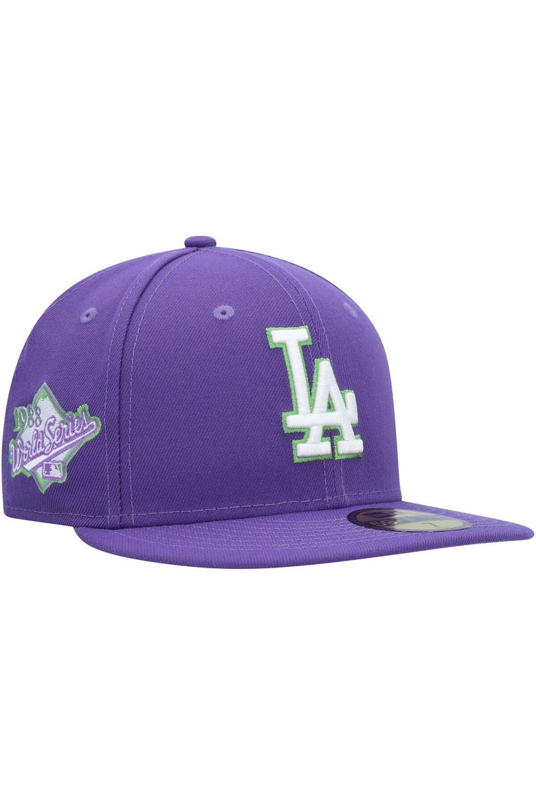 Men's New Era Purple Los Angeles Dodgers Lime Side Patch 59FIFTY Fitted Hat, Main, color, Purple