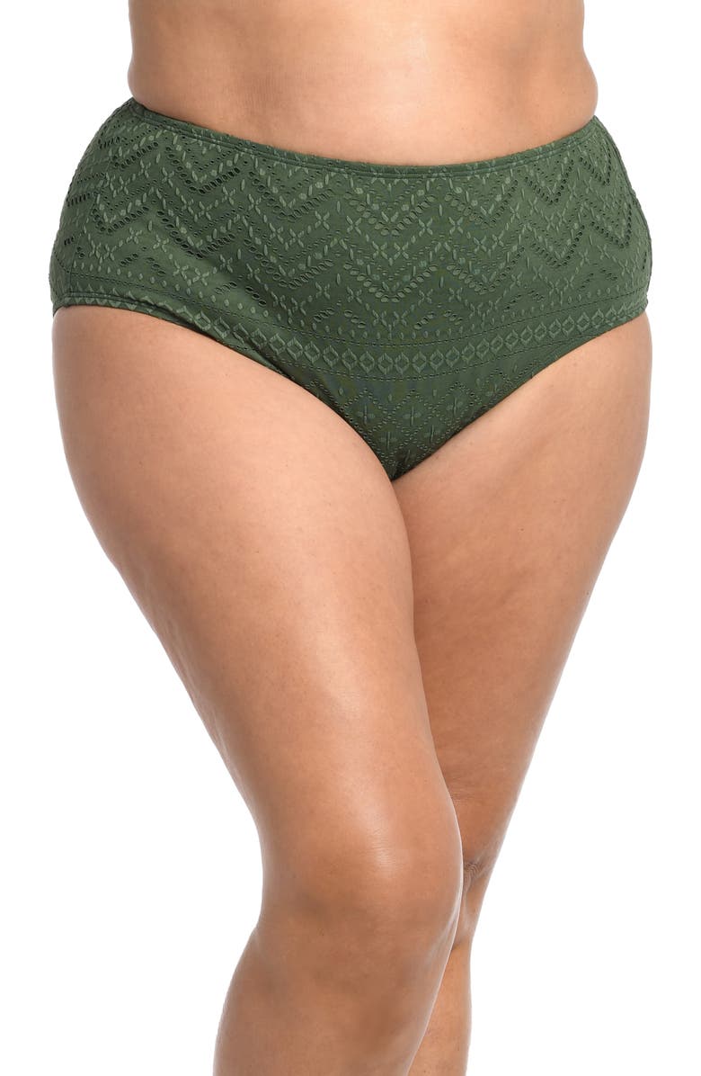 La Blanca Salt High Waist Bikini Bottoms, Main, color, Olive