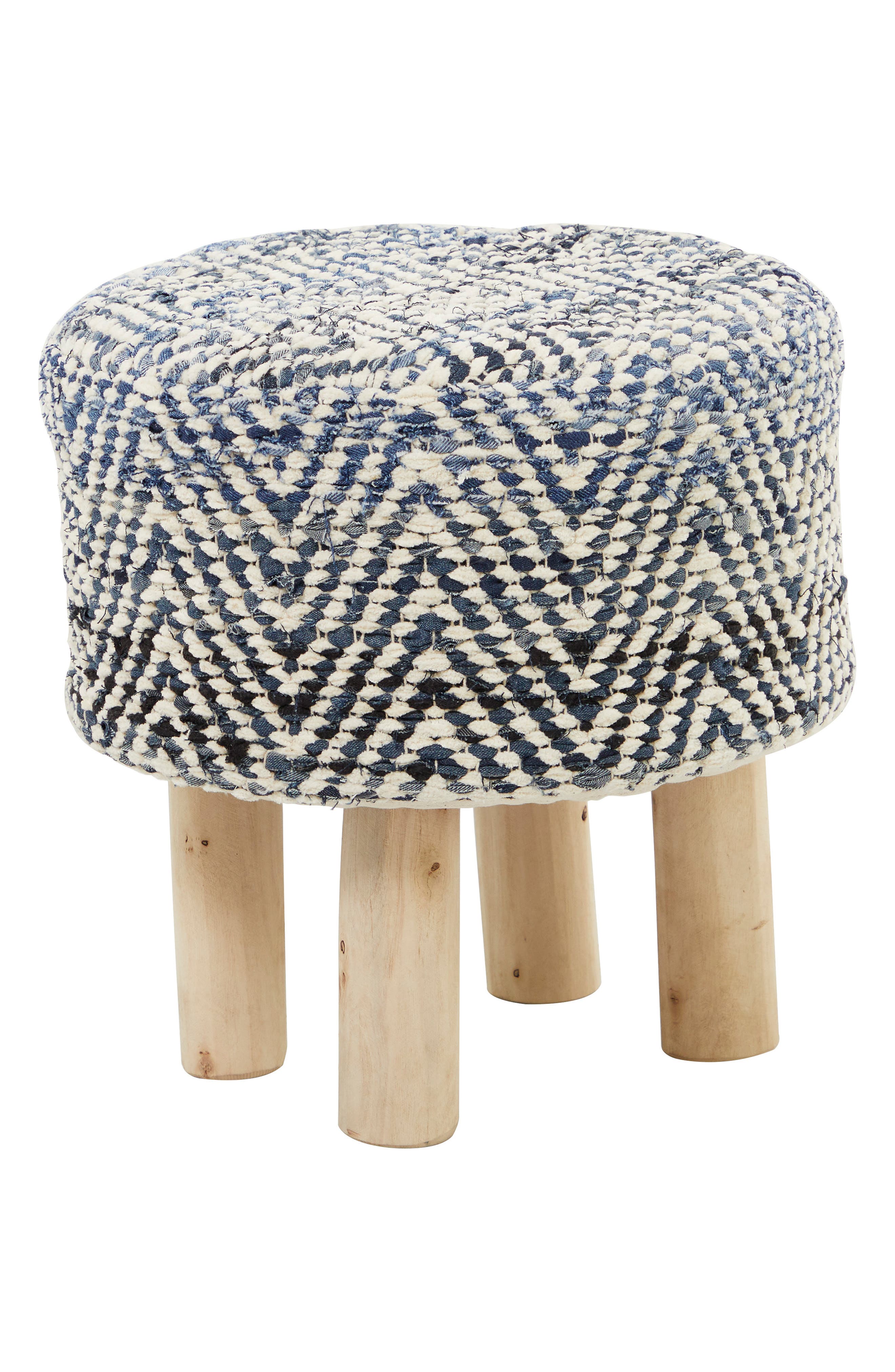 GINGER BIRCH STUDIO Blue Chevron Stool with Wood Legs | Nordstromrack
