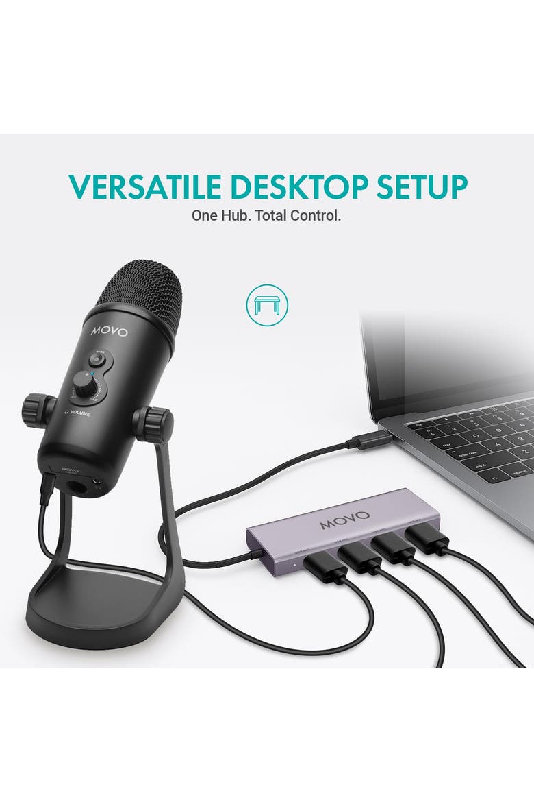 USB Podcast Equipment Bundle for 4 with USB Interface with 4 Condenser Microphones, Alternate, color, Black