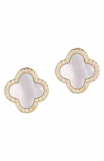 Adornia Mother of Pearl Clover Stud Earrings