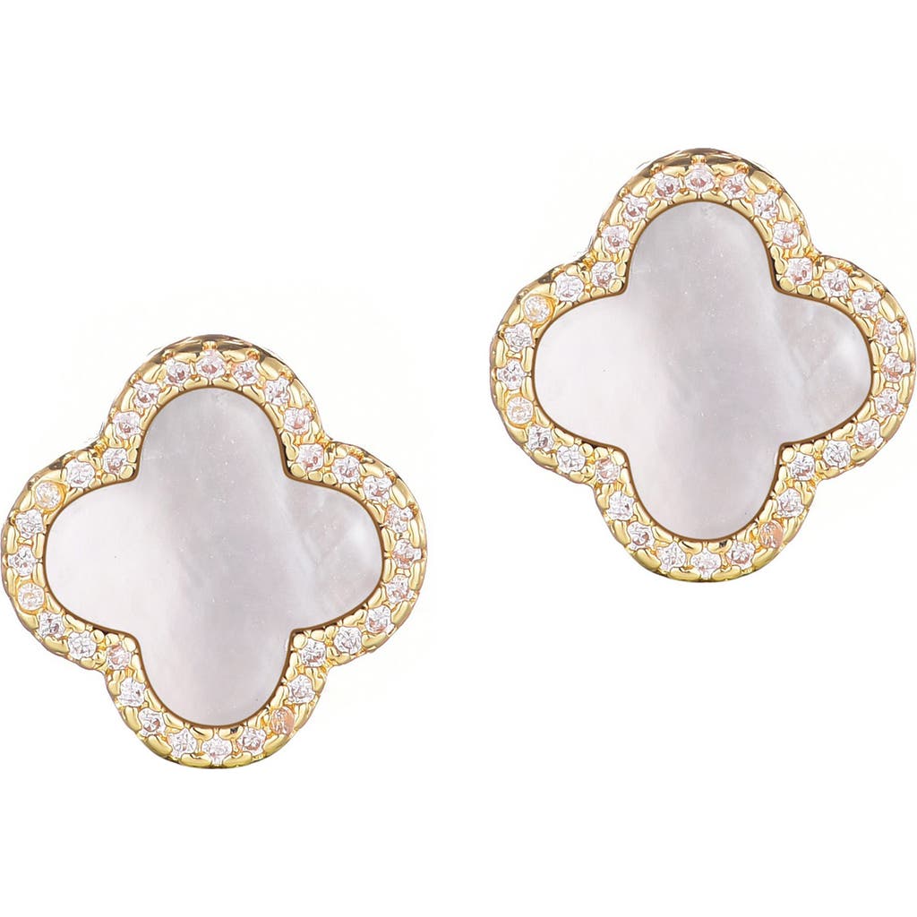 Adornia Mother of Pearl Clover Stud Earrings in White at Nordstrom Rack