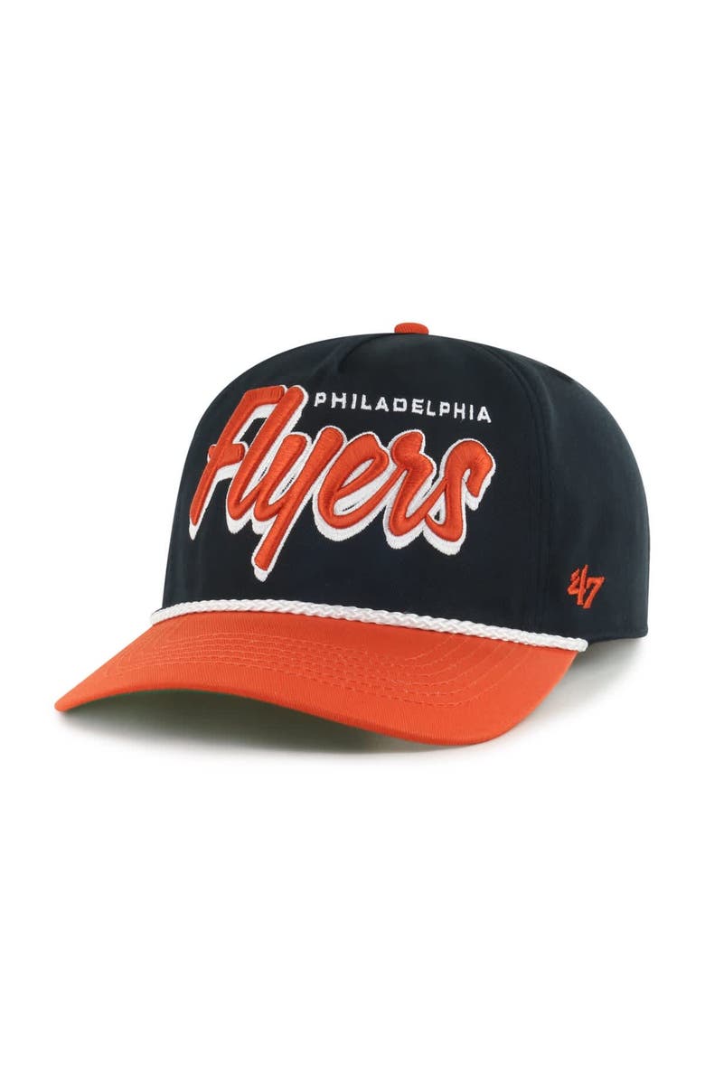 '47 Men's '47 Black/Orange Philadelphia Flyers Dropshadow Rope Hitch Adjustable Hat, Alternate, color,