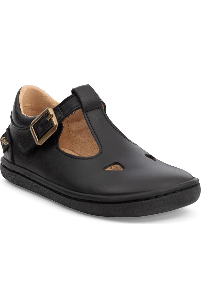 Young Soles Darcey Barefoot Kids T-Bar Shoe, Main, color, Black