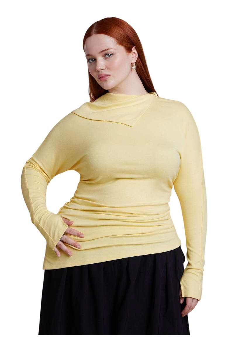 Draped Neck Knit Top (plus), Main, color, SUNLIGHT