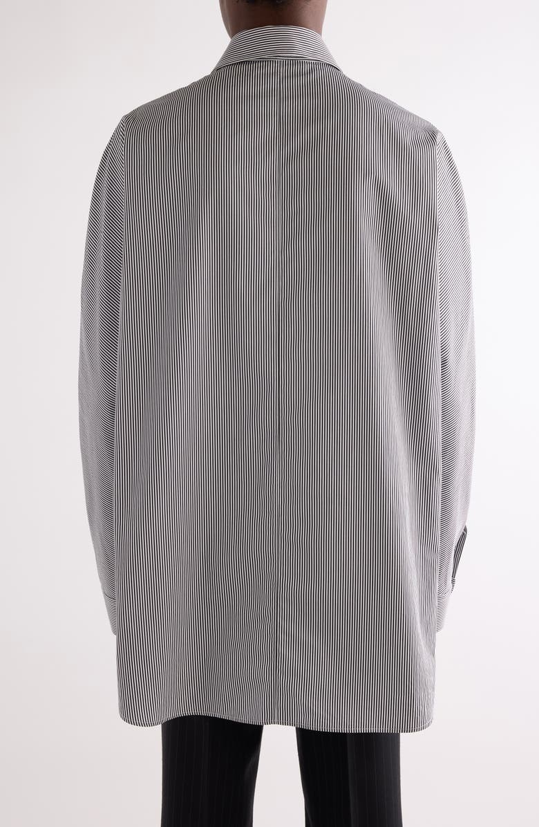 Givenchy Twisted Sleeve Stripe Cotton Overshirt, Alternate, color, White/ Black