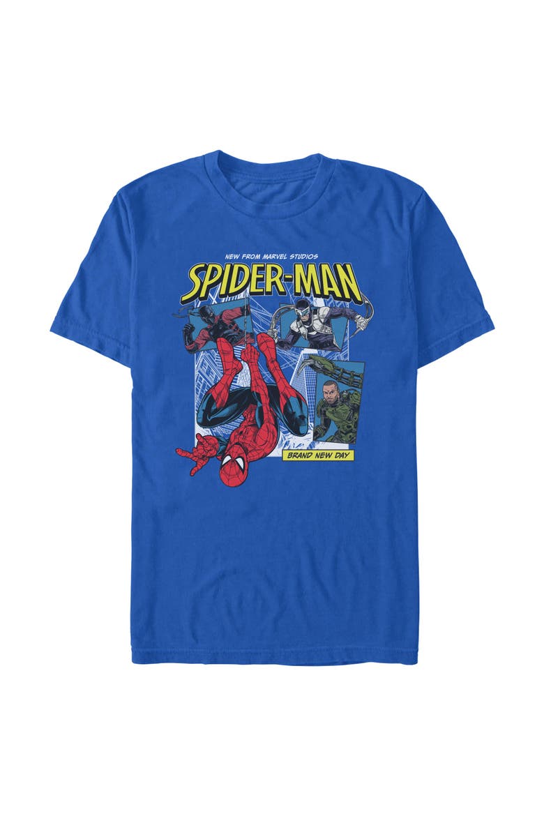 Mens Marvel Spider-Man Brand New Day Guardian of New York and Villains T Shirt, Main, color, Royal Blue