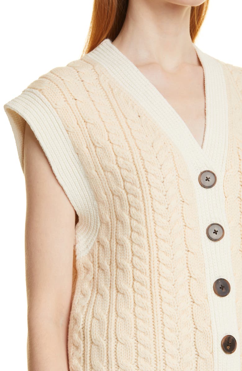 Rebecca Taylor Cable Wool Sweater Vest, Alternate, color, 