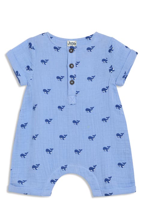 Whale Print Cotton Gauze Romper (Baby)