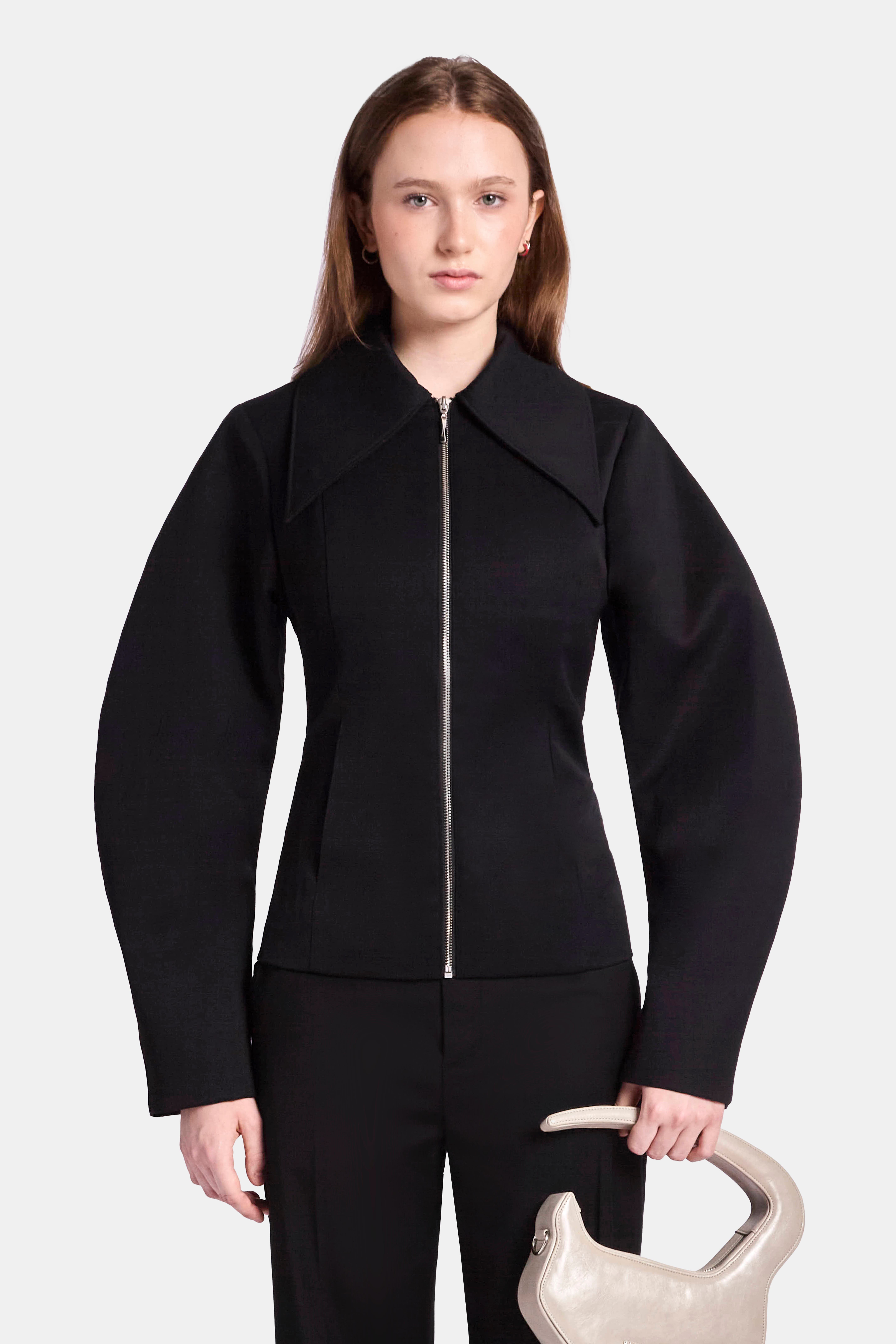 Fitted Wool Jacket with Sculpted Sleeve - image 2