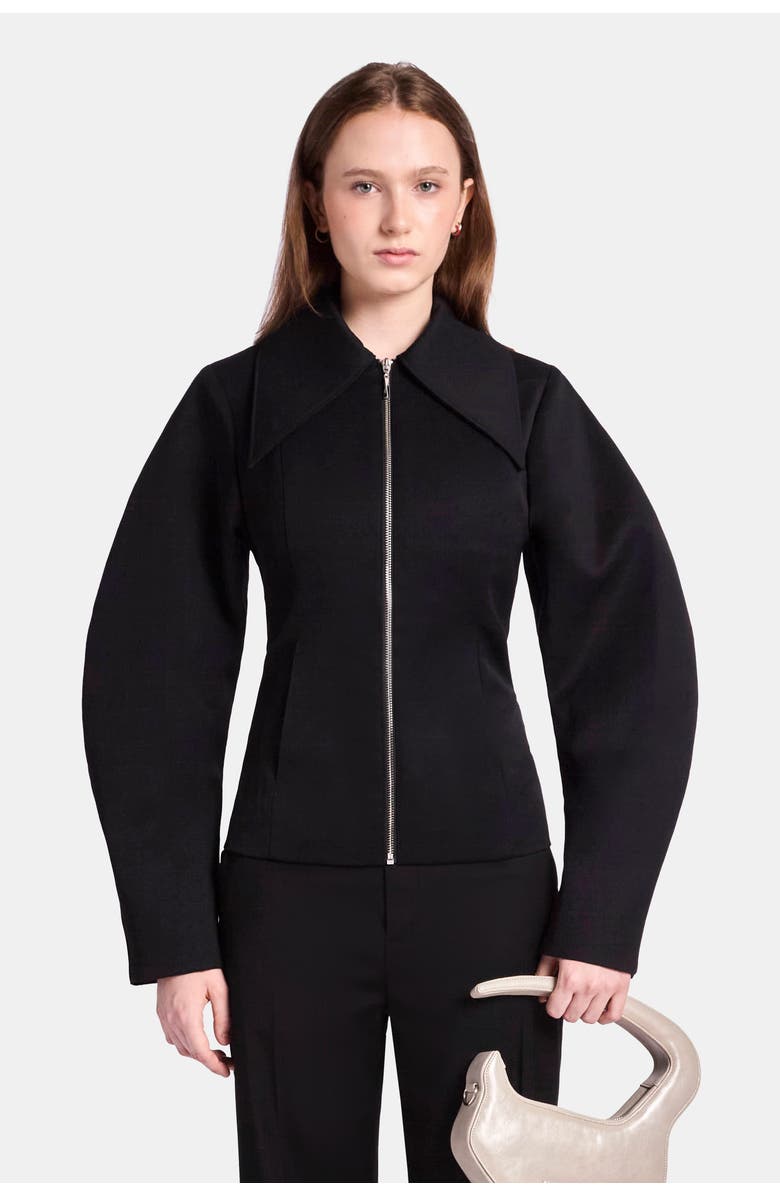 KATE BARTON Fitted Wool Jacket with Sculpted Sleeve, Alternate, color, Black