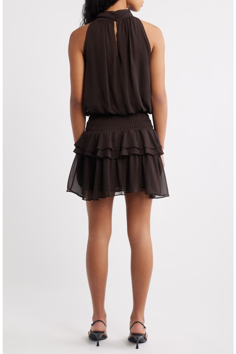 Leah Mock Neck Ruffle Dress, Alternate, color, COCOA