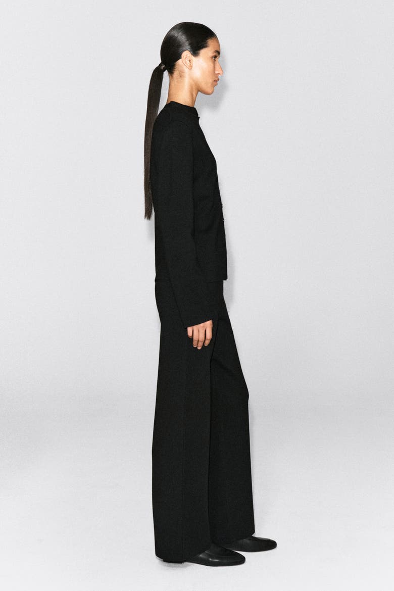 Merino Wool Blend Straight-Leg Pants, Alternate, color, BLACK