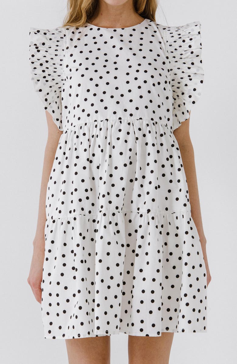 English Factory Dot Print Minidress, Alternate, color, White