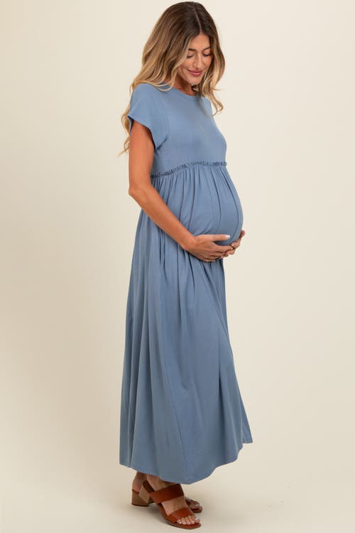 Pinkblush Ruffle Trim Maxi Dress In Blue